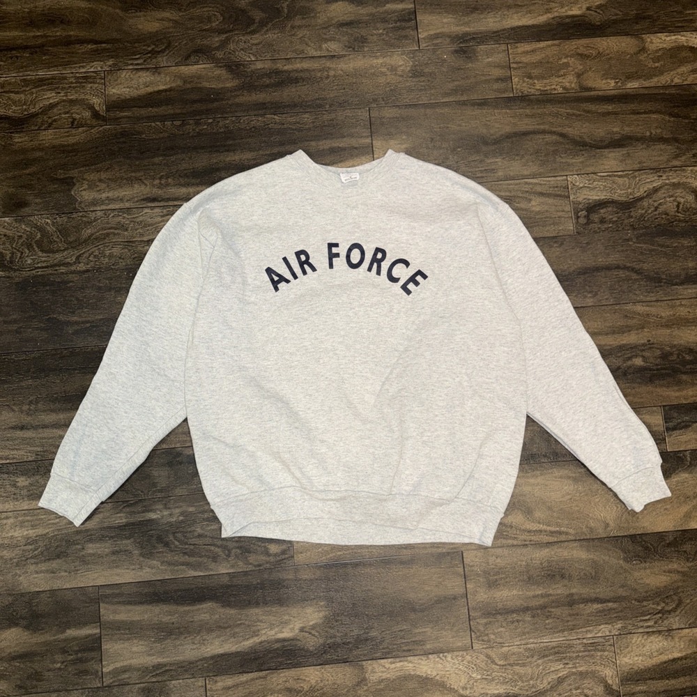 Vintage Air Force Crewneck Pullover Sweater Men's Size M Heather Grey Training